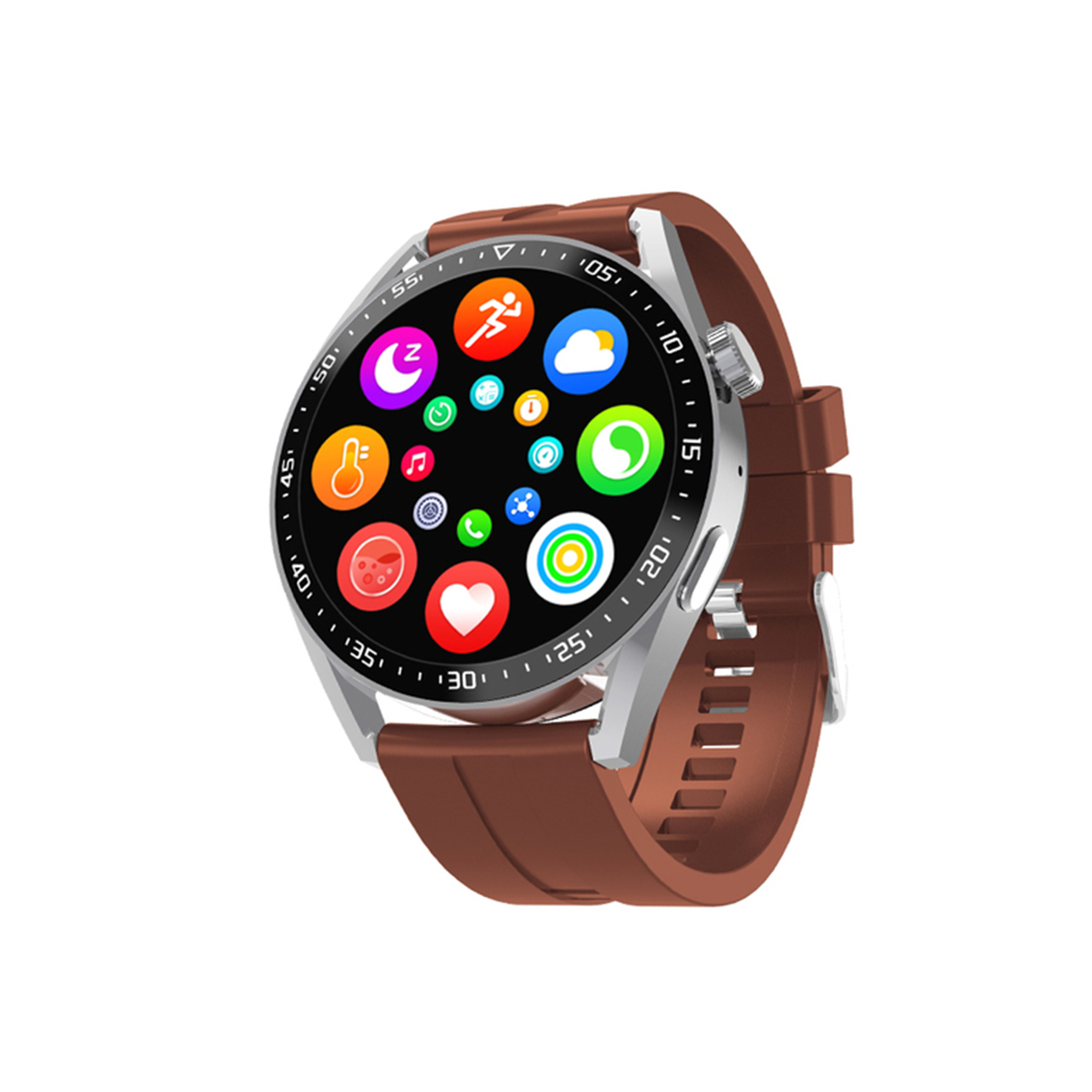 Smartwatch - KHW28BR KLACK, NFC Bluetooth 5.1 Gran pantalla IPS Redonda Marrón