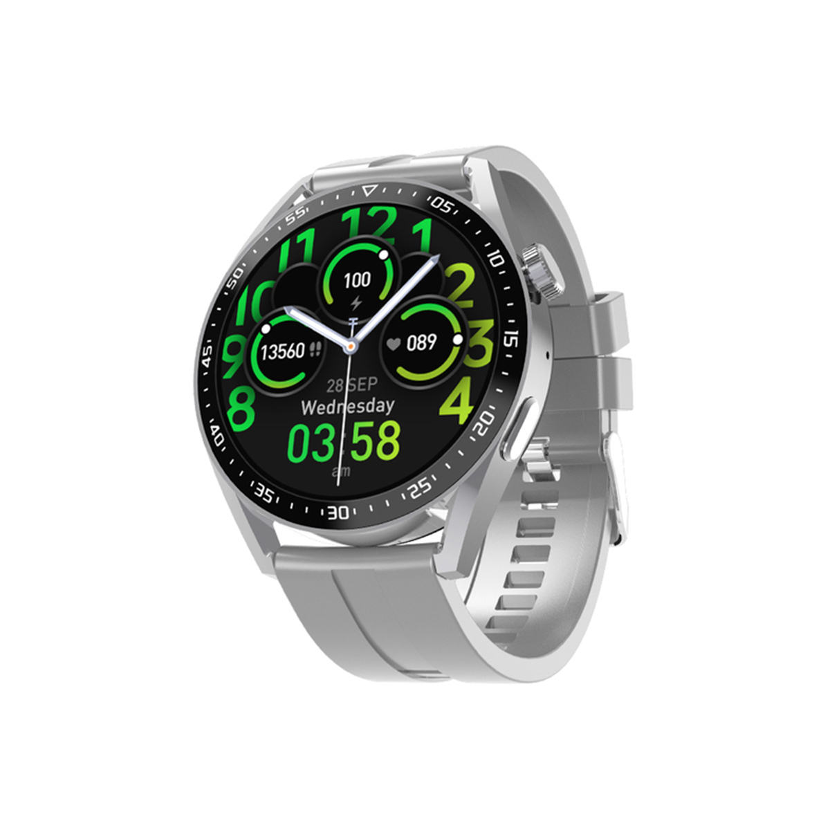 Smartwatch - KHW28G KLACK, NFC Bluetooth 5.1 Gran pantalla IPS Redonda Gris