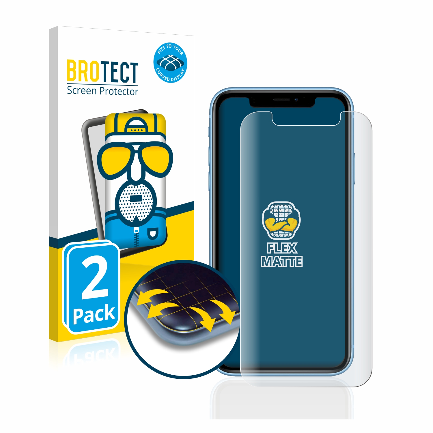 BROTECT 2x iPhone Full-Cover matt 3D XR) Schutzfolie(für Flex Curved Apple