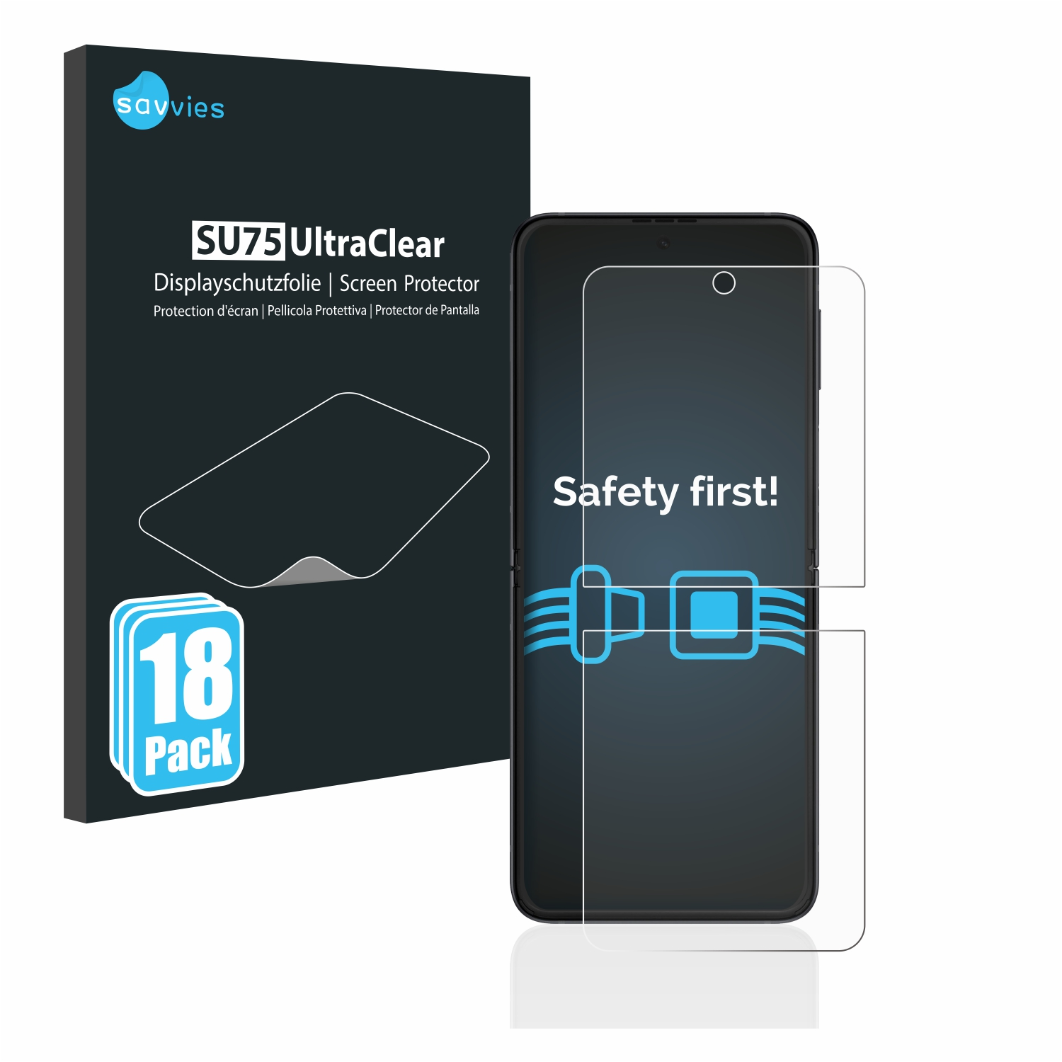 5G) 3 Galaxy Schutzfolie(für SAVVIES klare Flip Samsung Z 18x