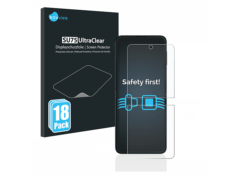 SAVVIES 18x klare Schutzfolie(für Samsung 5G) Flip Galaxy Z 3