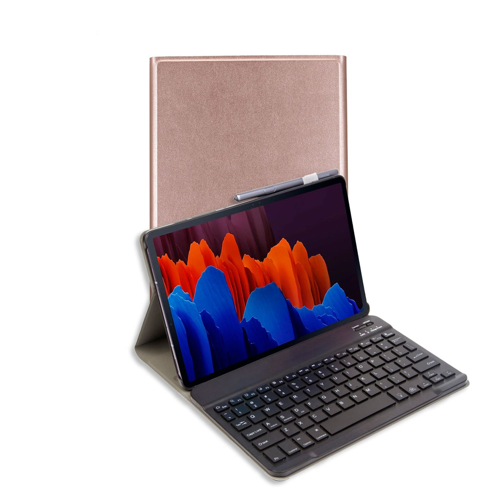 LOBWERK 2in1 Set Tastatur / / / S8+ T975, für S7 FE S7+ T970 Samsung bronze S7 Schutzhülle Bookcover Cover) (Bluetooth Kunststoff, T730 Plus + Tab X800, / 