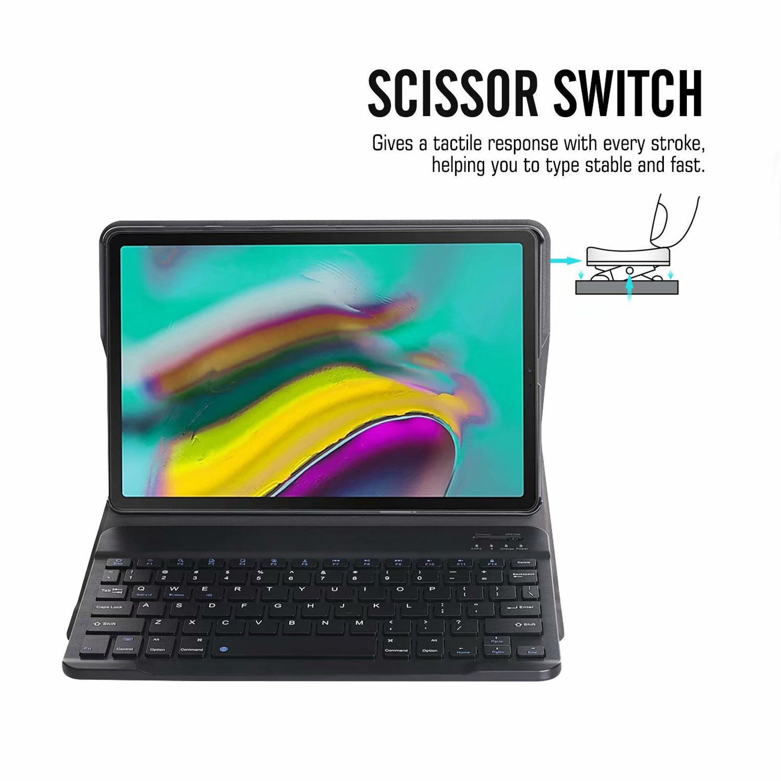 Set Kunststoff, S5e Tastatur 2in1 + LOBWERK T720 Bookcover Tab für (Bluetooth Galaxy Blau T725 Cover) Schutzhülle Samsung