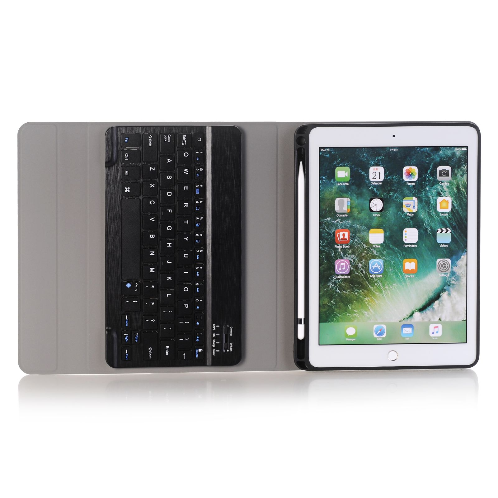 LOBWERK Cover) Set Kunststoff, + Bookcover Tastatur Schwarz Apple 9.7 für 2in1 Schutzhülle (Bluetooth iPad Pro 2016