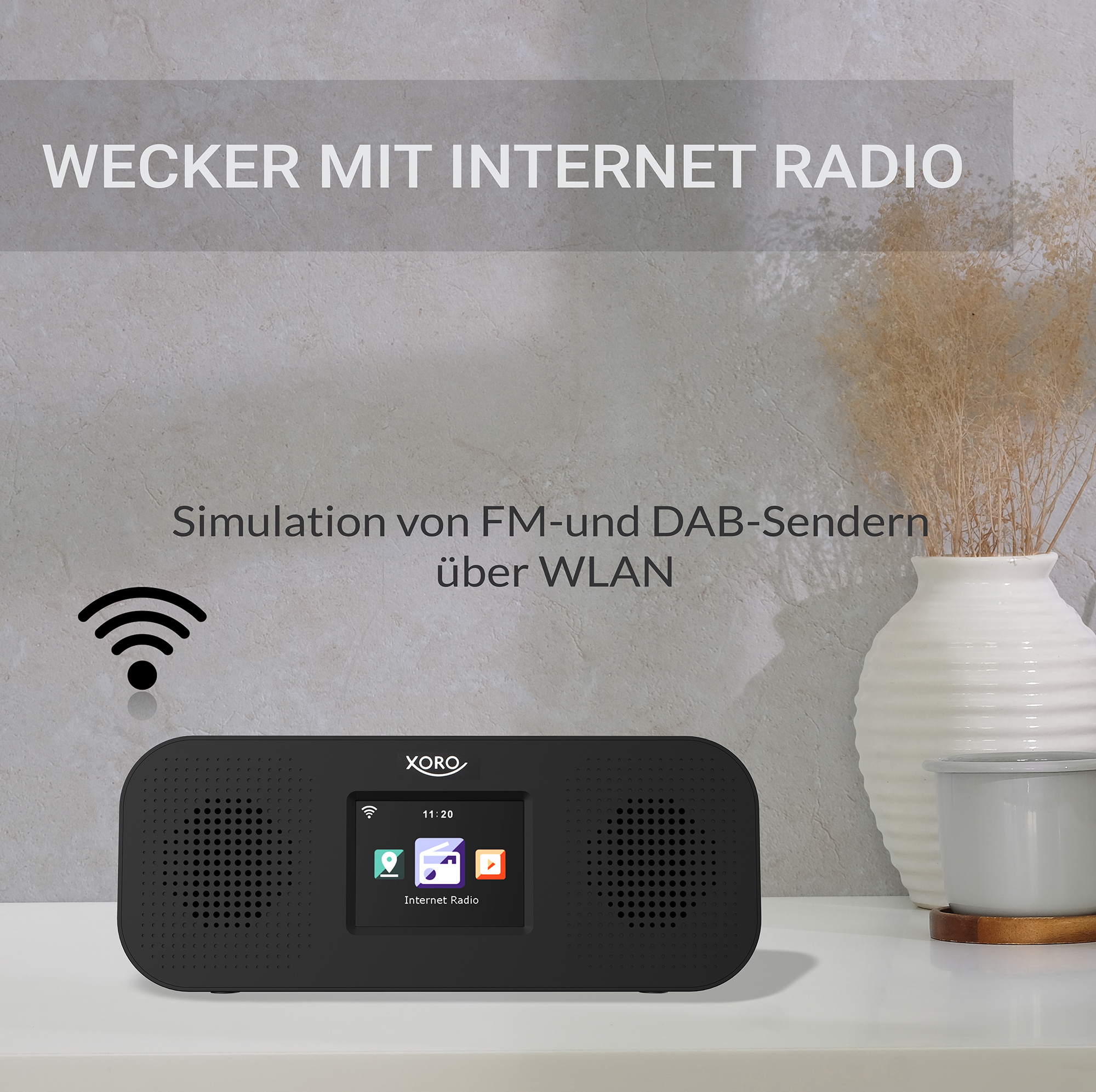 FM, mit Internetradio Farbdisplay Internet Radio, Bluetooth WLAN Schwarz 425 Internet HMT Bluetooth, XORO Wecker DAB+, Wecker 2.8\