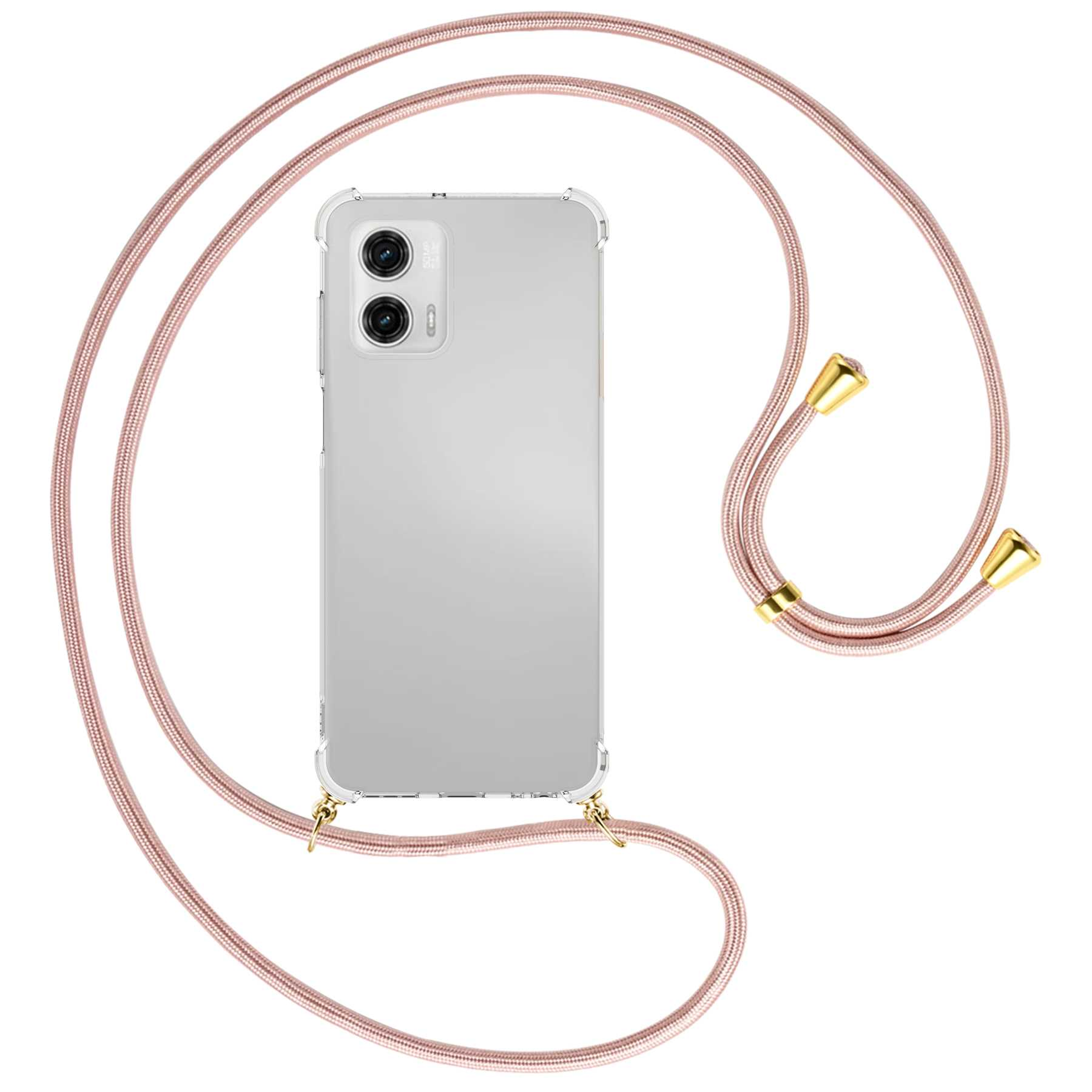 MTB MORE ENERGY Umhänge-Hülle mit 5G, Kordel, G73 Backcover, gold Motorola, Moto Rosegold 