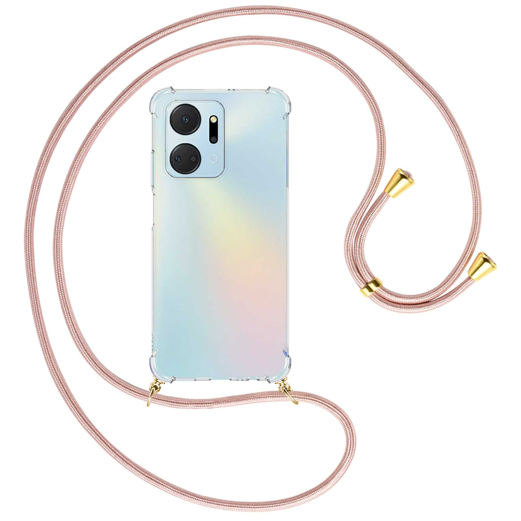 Backcover, Rosegold MORE mit X7a, MTB / Honor, Umhänge-Hülle ENERGY gold Kordel,