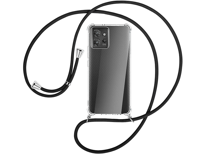 Schwarz MORE ENERGY Backcover, Umhänge-Hülle / Motorola, silber Kordel, ThinkPhone, MTB mit