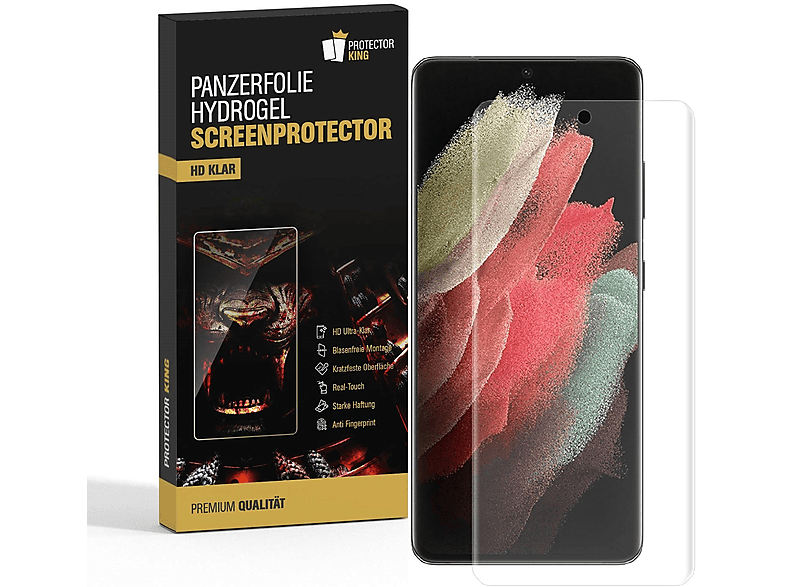 PROTECTORKING 1x FULL COVER Hydrogel Panzerfolie HD KLAR Displayschutzfolie(für Samsung Galaxy S21 Plus)