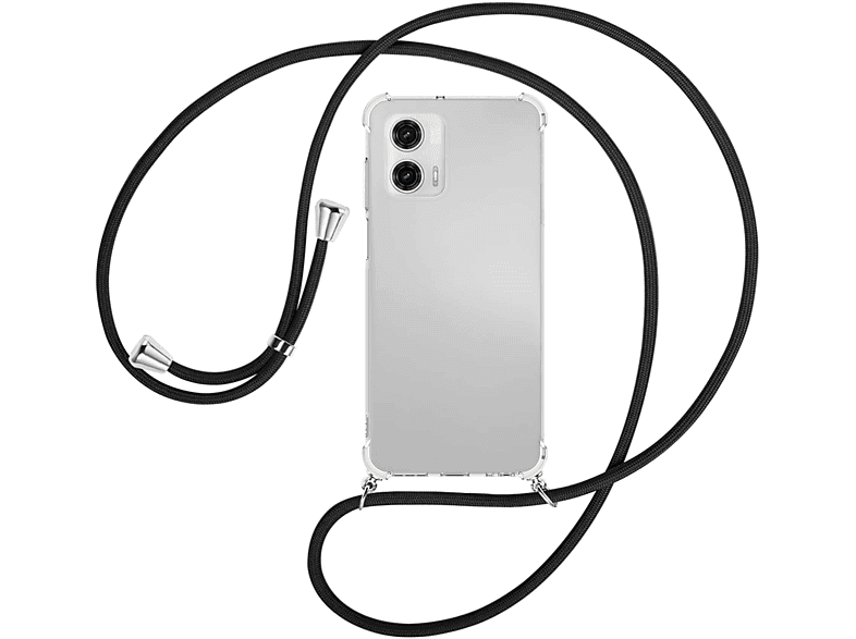 / Backcover, ENERGY Kordel, Umhänge-Hülle MORE Schwarz MTB silber mit Moto G73 5G, Motorola,