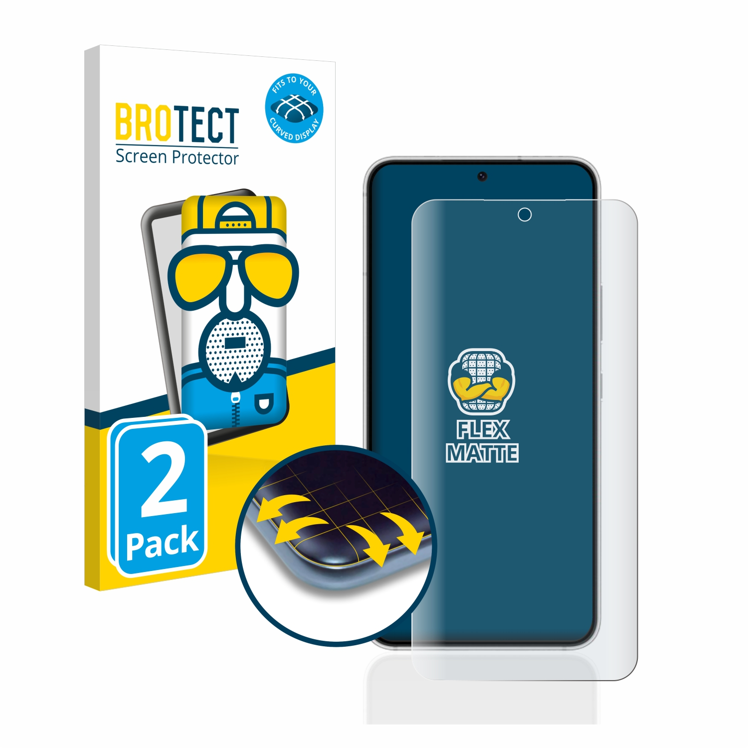 BROTECT 2x Flex matt Full-Cover 3D 5G) S22 Samsung Galaxy Curved Schutzfolie(für
