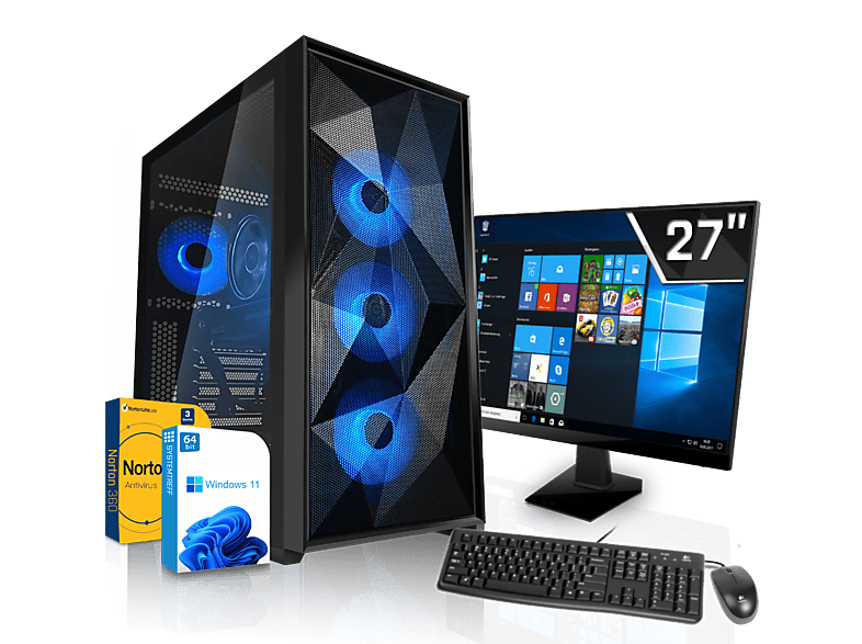 SYSTEMTREFF Gaming Komplett AMD Ryzen 7 7700X, Komplett PC mit 7700X Prozessor, 32 GB RAM, 1000 GB mSSD, 16 GB