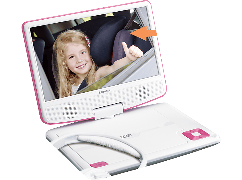 DVP-910PK Weiß-Pink Tragbarer LENCO DVD-Spieler,