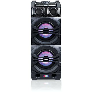 LENCO PMX-350 Leistungsstarker Party-Lautsprecher mit DJ- und Mixfunktion - 320 Watt RMS - Bluetooth® - Integrierter Akku - Partylichter, Schwarz