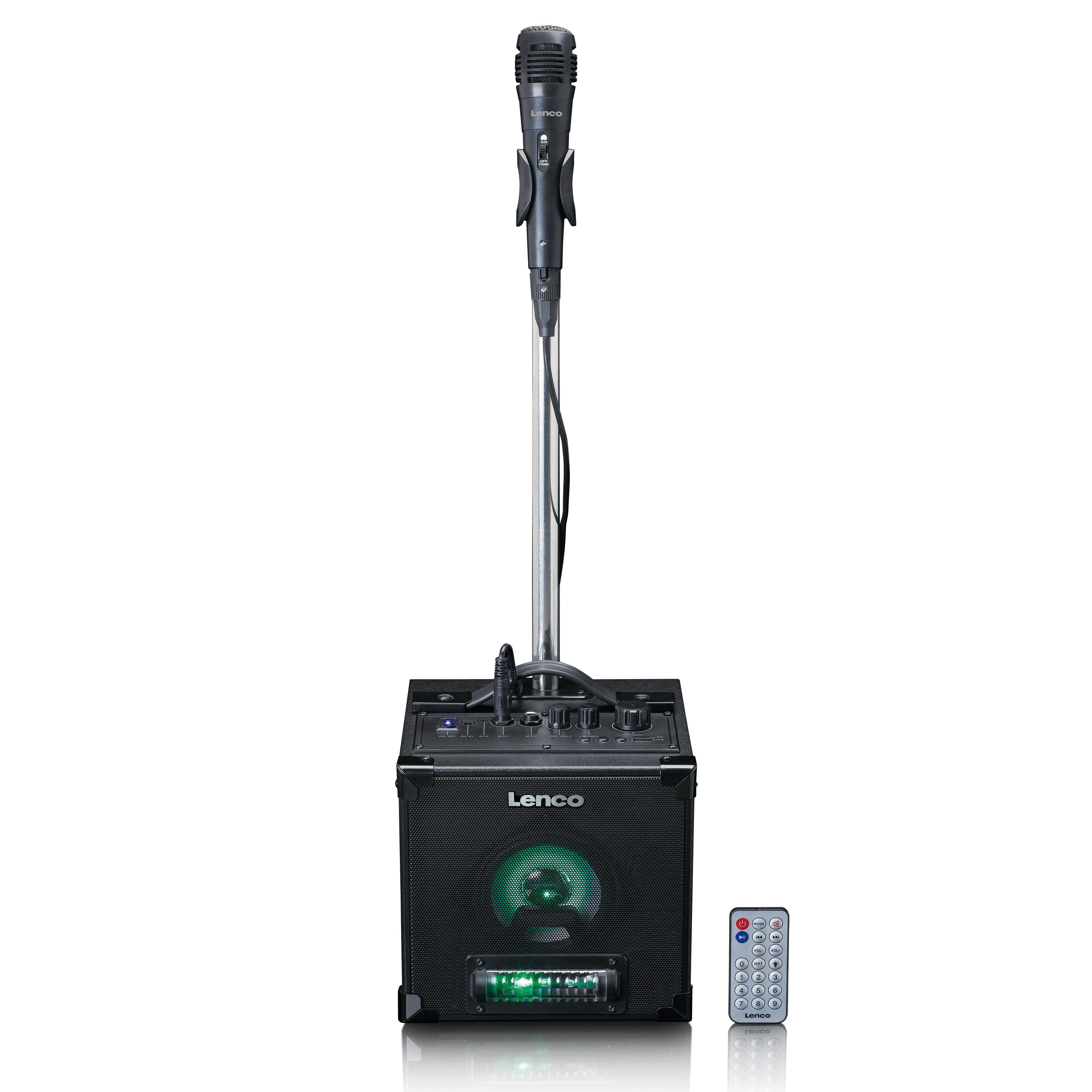 LENCO BTC-070BK - Bluetooth Karaoke Schwarz Set, Lichteffekte - 