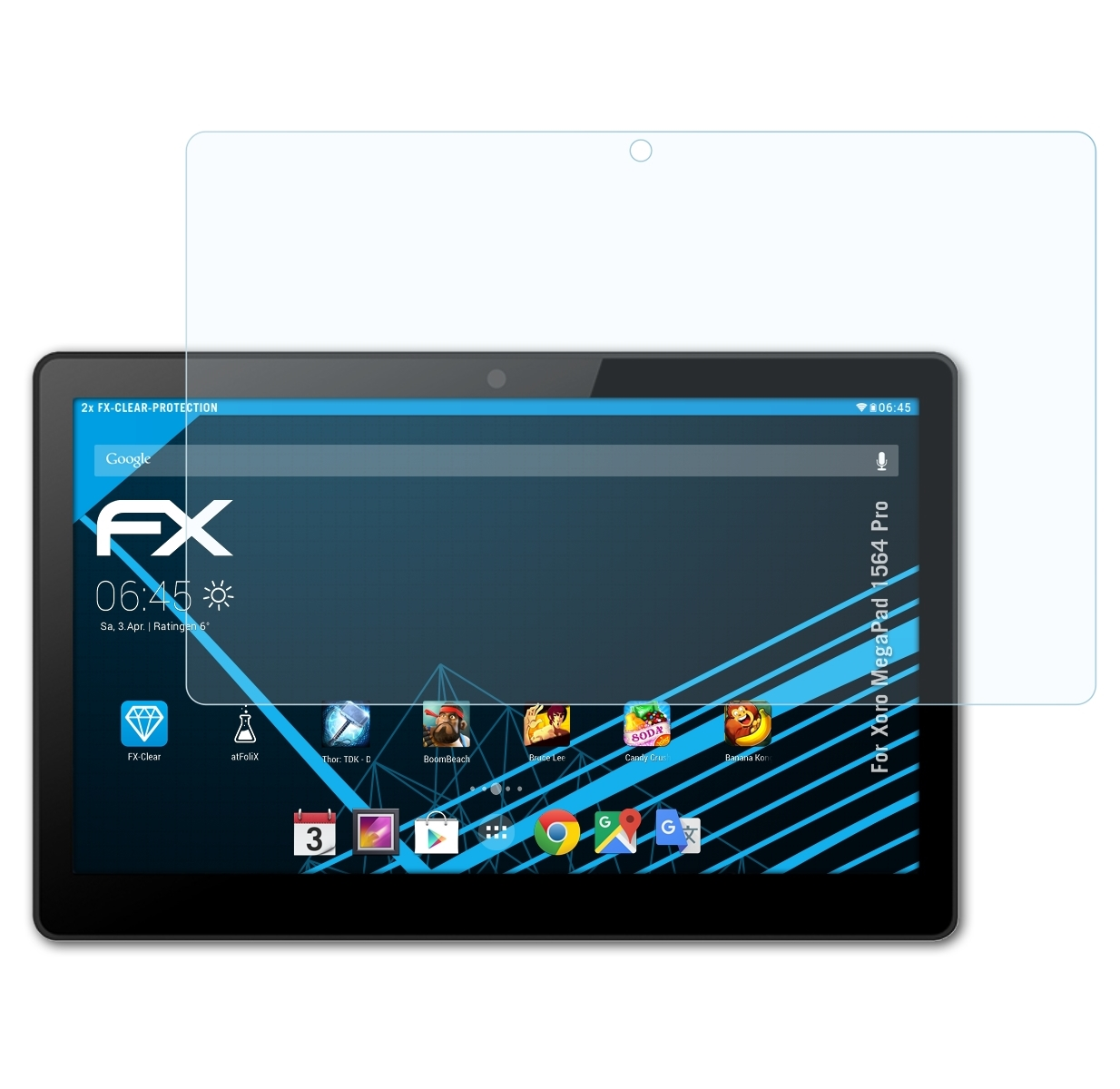 ATFOLIX 2x FX-Clear Displayschutz(für Pro) MegaPad 1564 Xoro