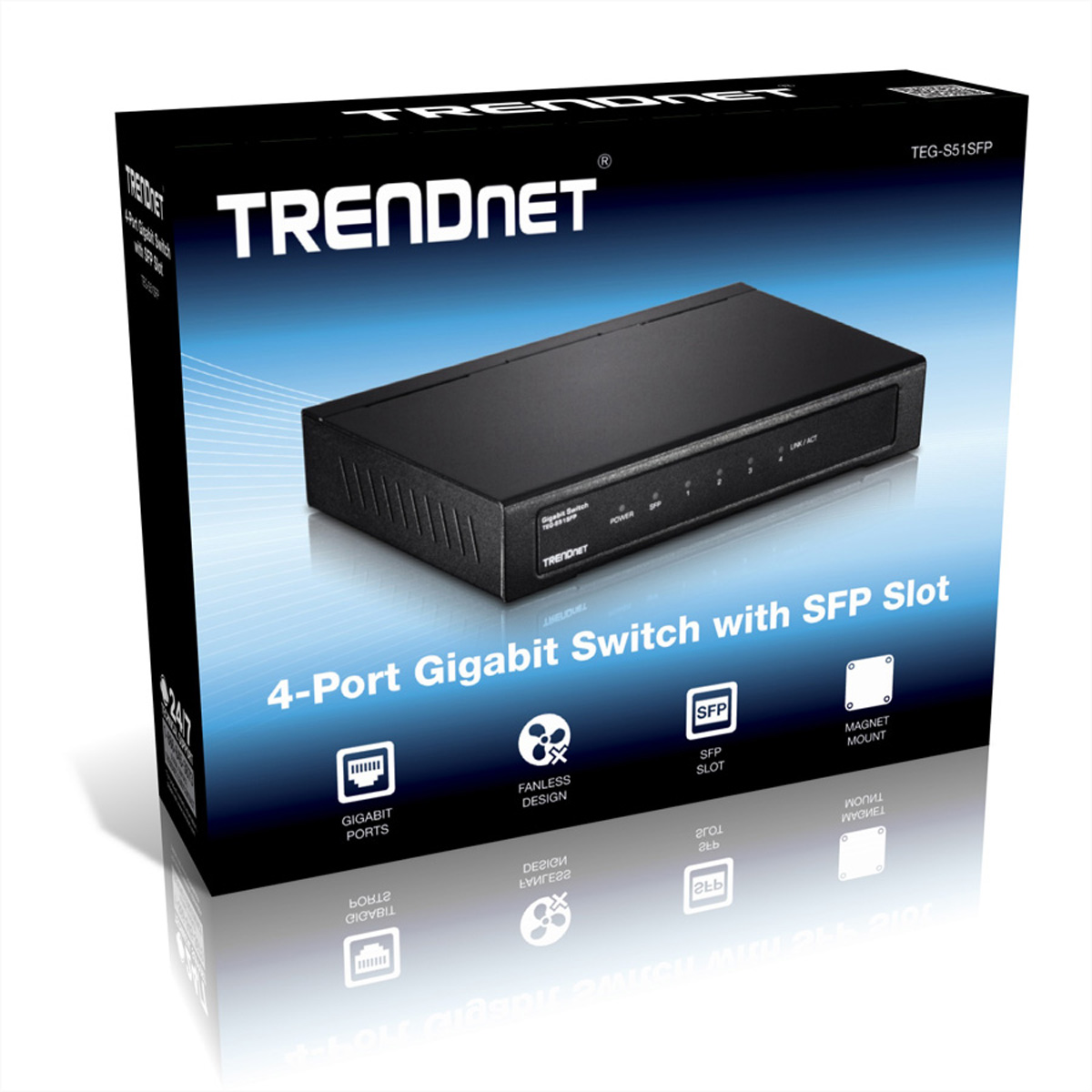 TRENDNET TEG-S51SFP Gigabit Ethernet (10/100/1000) Switch Netzwerk Gigabit Switch Schwarz Ethernet