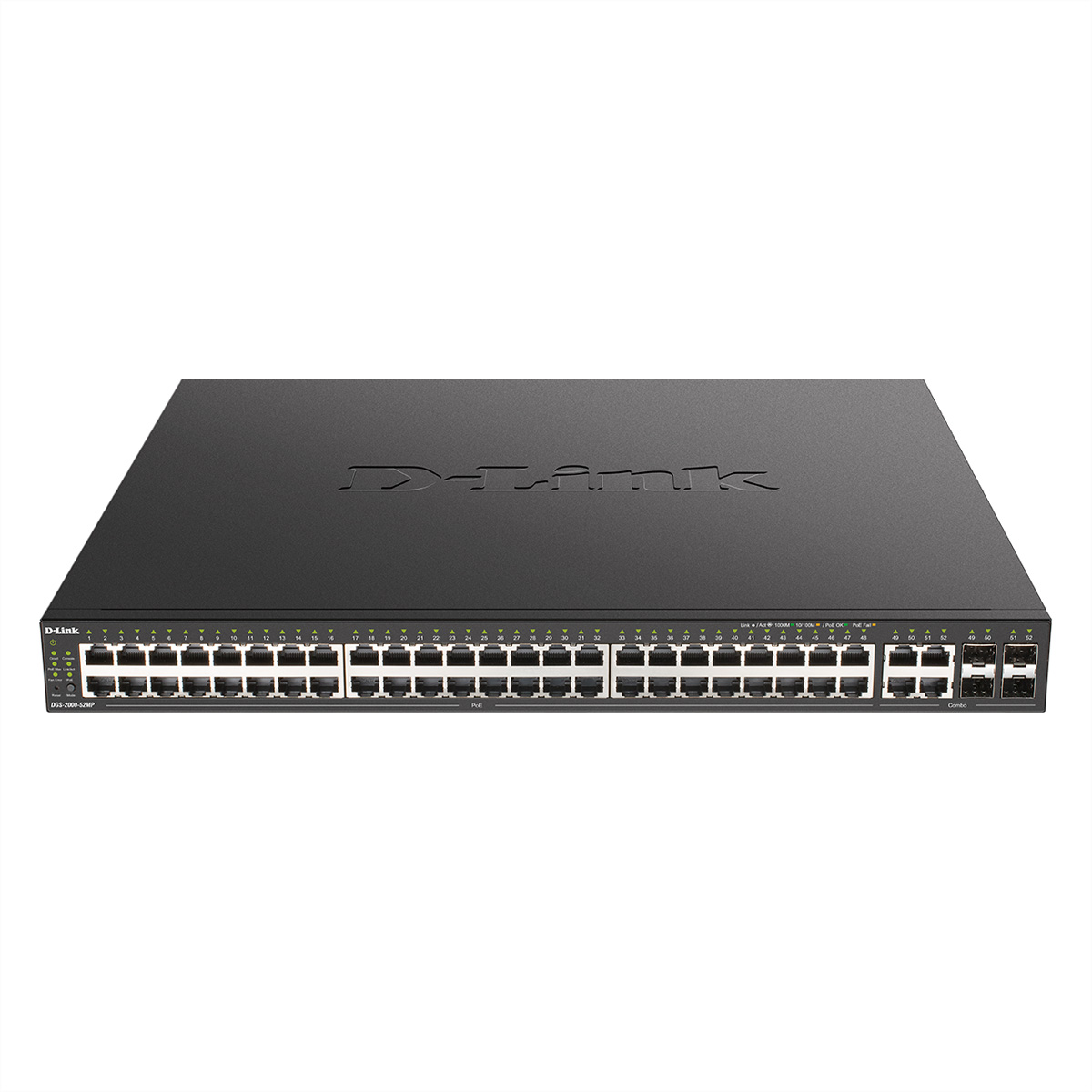 Ein schwarzer D-Link Netzwerk-Switch.