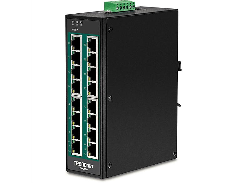 PoE 16-Port Switch PoE+ Switch TI-PG160 Industrial Gigabit Gigabit TRENDNET DIN-Rail