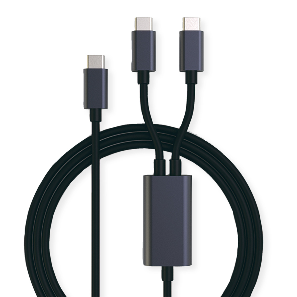 ROLINE USB Typ C Split-Ladekabel, 100W - 2x C, C USB 2.0 Ladekabel ST/ST, max
