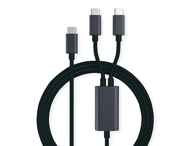 ROLINE USB Typ C Split-Ladekabel, 100W - 2x C, C USB 2.0 Ladekabel ST/ST, max