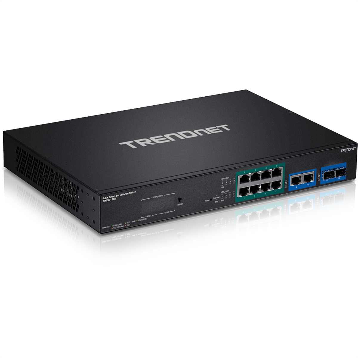TRENDNET TPE-3012LS Gigabit Switch PoE+ PoE Smart Surveillance Gigabit Switch 12-Port