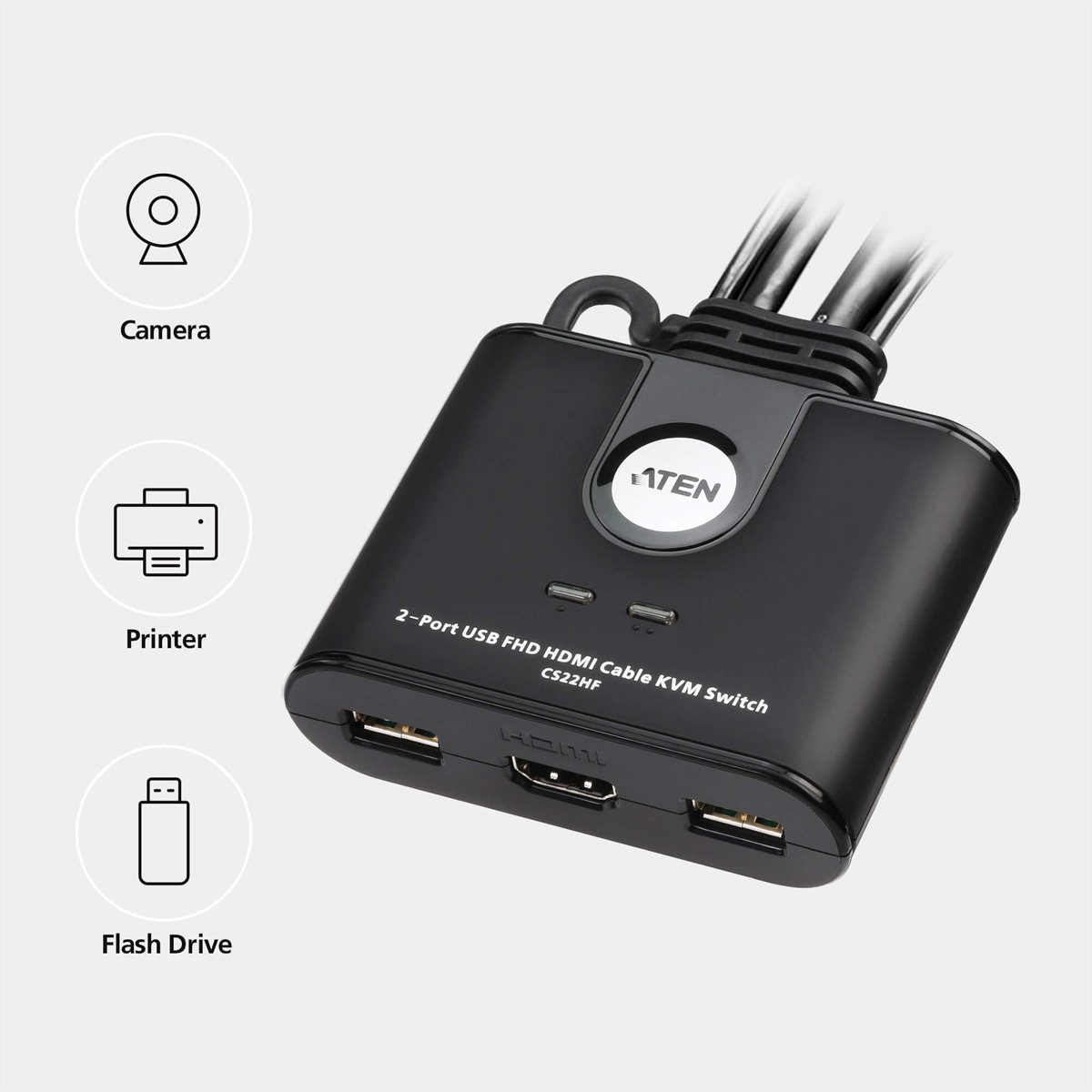 FHD Kabel KVM-Switch, ATEN 2-Port CS22HF Switch HDMI USB HDMI