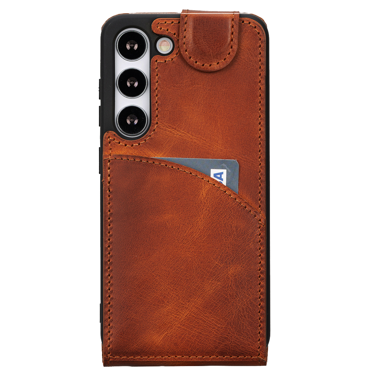 Sattelbraun Samsung, Cover, Galaxy BURKLEY Flip-Case S23 Plus, aus Flip Leder, Handytasche