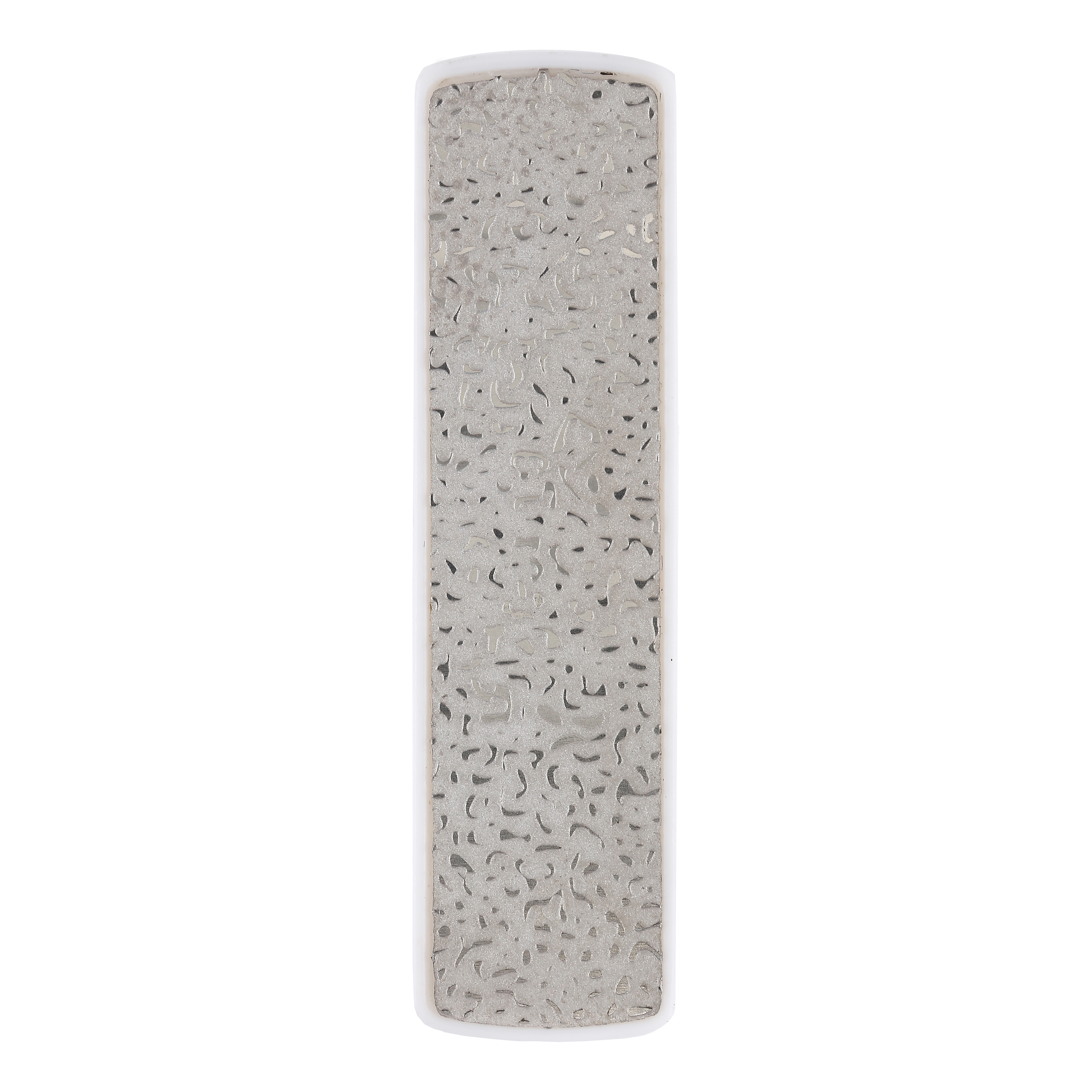 A long, rectangular nail file with a textured, patterned surface and a white border.