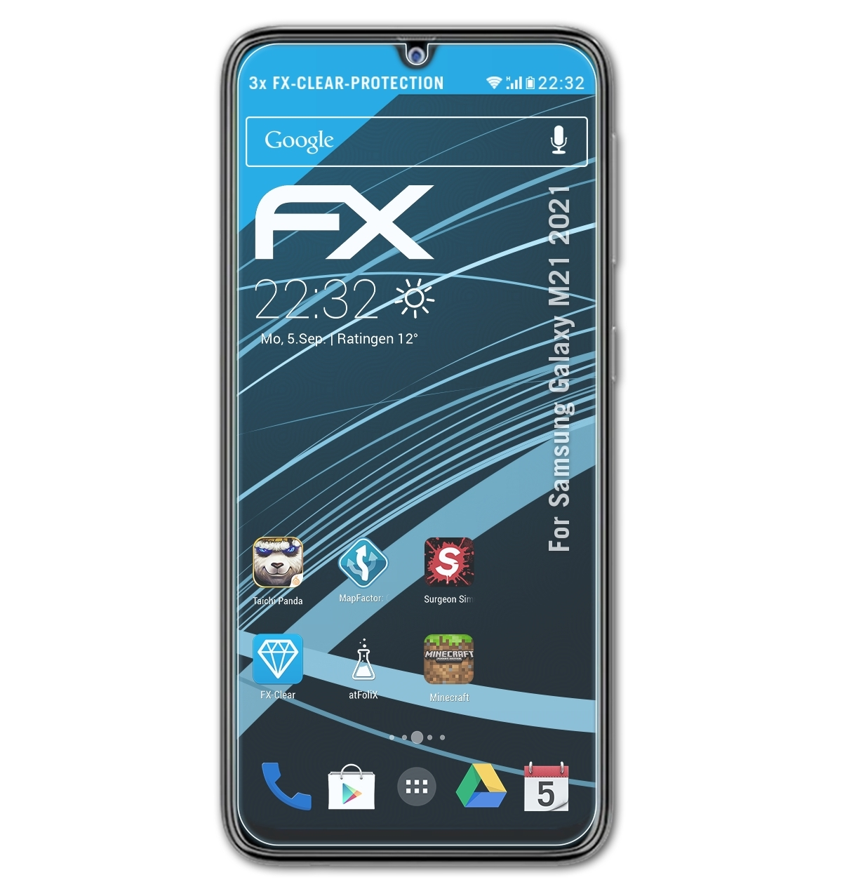 (2021)) Displayschutz(für Galaxy 3x Samsung FX-Clear ATFOLIX M21