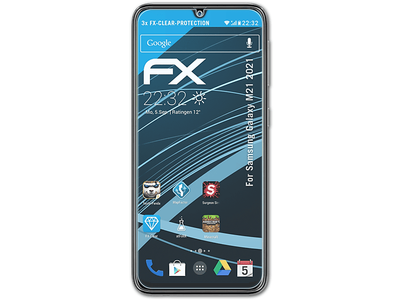ATFOLIX 3x FX-Clear Displayschutz(für Samsung Galaxy M21 (2021))