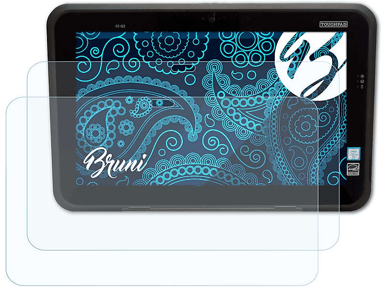 BRUNI 2x Basics-Clear Toughpad Schutzfolie(für Panasonic FZ-Q2)