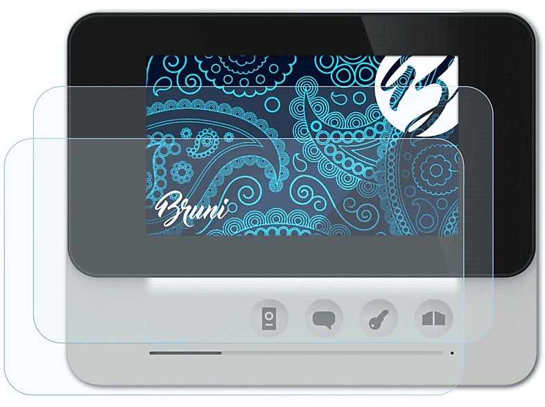 BRUNI 2x Basics-Clear Schutzfolie(für Philips WelcomeEye AddCompact 4.3 Inch (DES9300DDE/10))