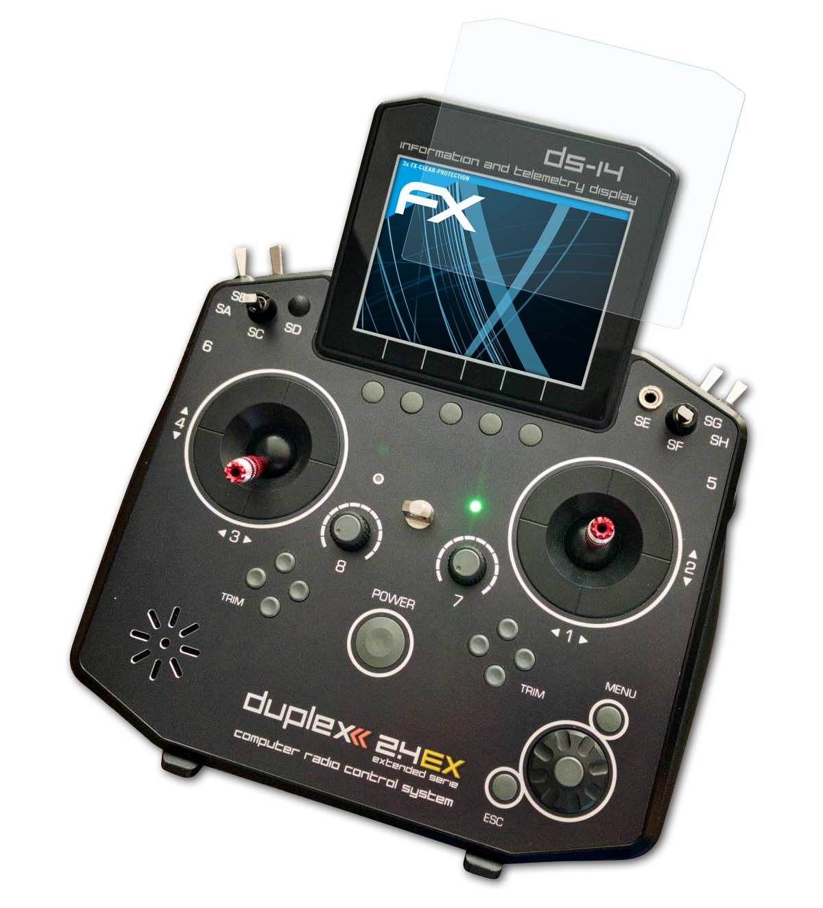 ATFOLIX 3x FX-Clear Displayschutz(für Jeti MM) EX Duplex Transmitter DS-14