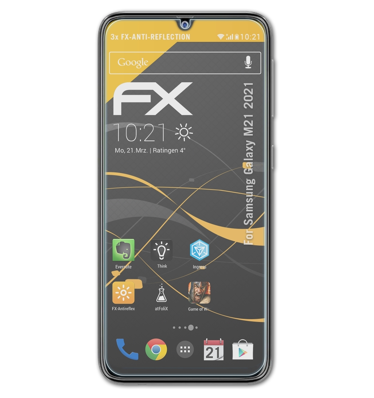 ATFOLIX 3x FX-Antireflex Displayschutz(für Samsung M21 (2021)) Galaxy