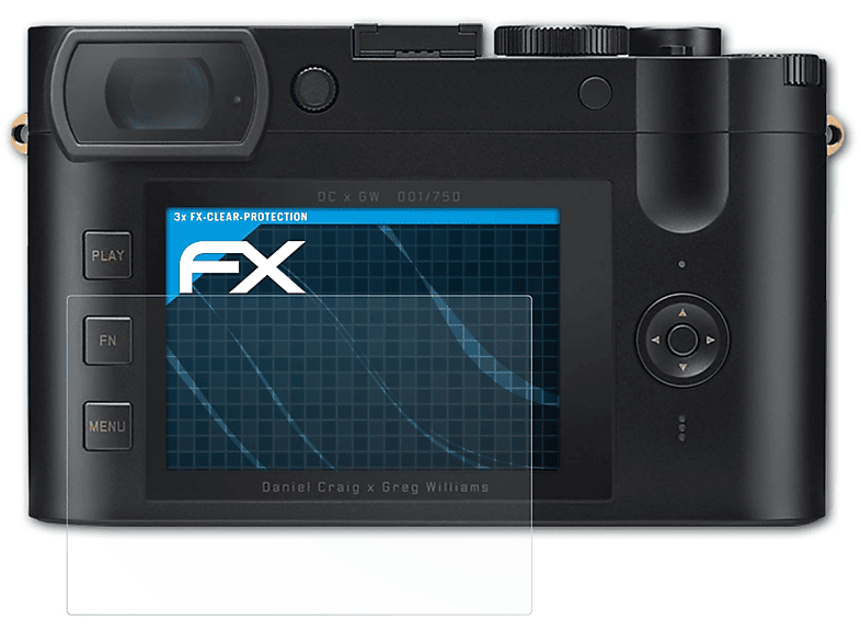 ATFOLIX 3x FX-Clear Displayschutz(für Leica Q2 (Daniel Craig x Greg Williams))