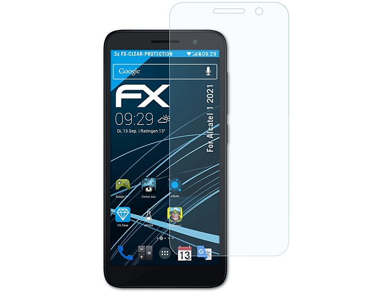 ATFOLIX Alcatel 3x 1 Displayschutz(für (2021)) FX-Clear