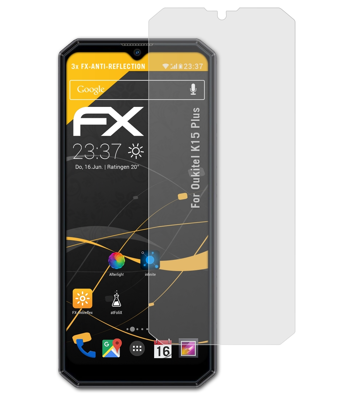 FX-Antireflex 3x Oukitel Displayschutz(für K15 Plus) ATFOLIX