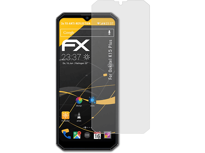 ATFOLIX 3x FX-Antireflex Displayschutz(für Oukitel K15 Plus)