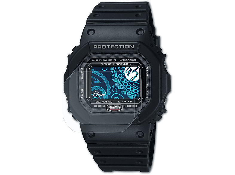 BRUNI 2x Basics-Clear Schutzfolie(für Casio GW-5000U-1ER) | Smartwatch Schutzfolien & Gläser