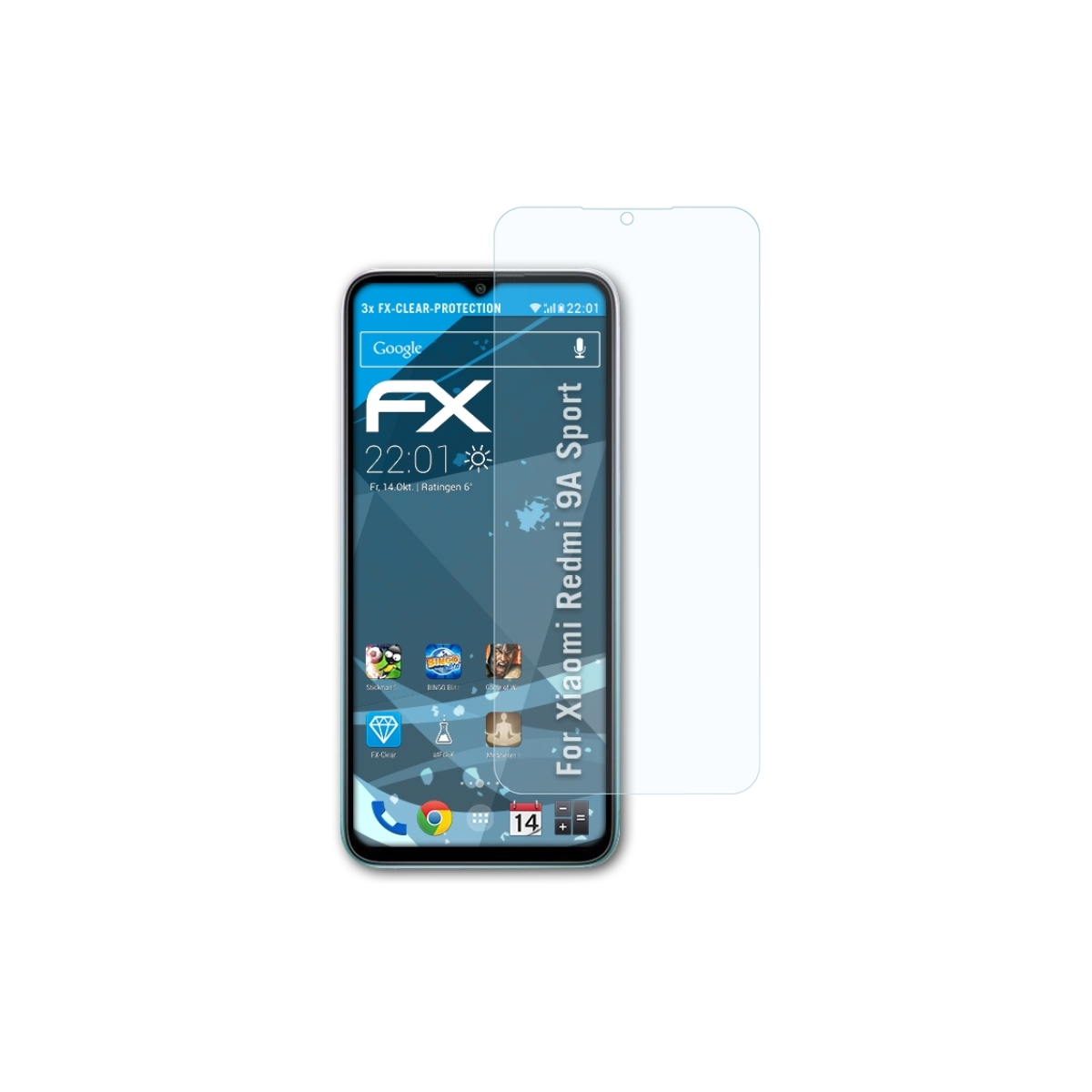 9A Displayschutz(für ATFOLIX Xiaomi FX-Clear Redmi Sport) 3x