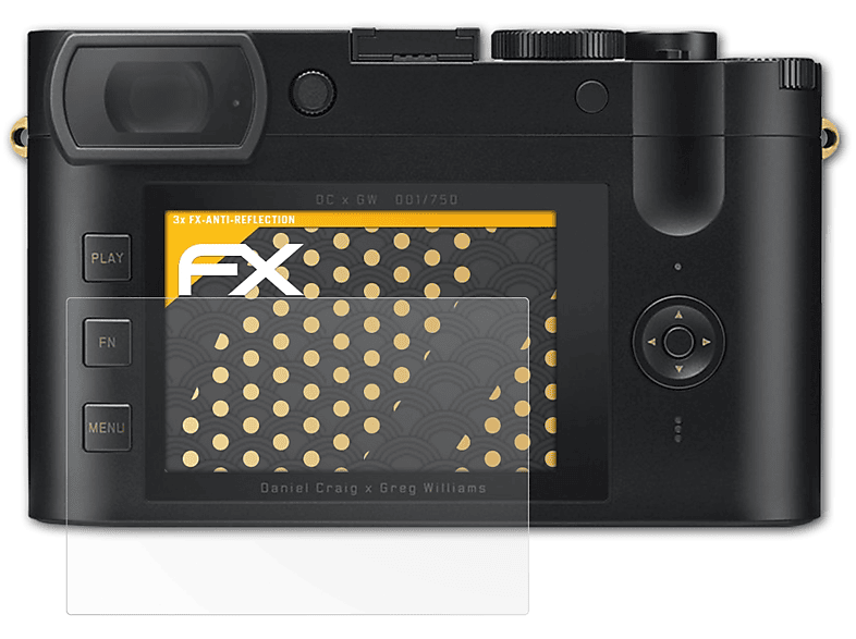 ATFOLIX 3x FX-Antireflex Displayschutz(für Leica Q2 (Daniel Craig x Greg Williams))