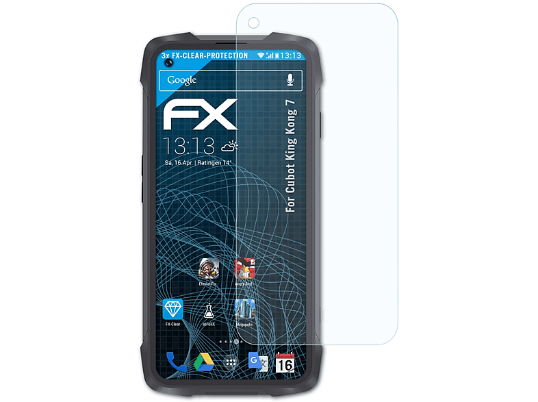 ATFOLIX 3x FX-Clear Displayschutz(für Cubot King Kong 7)