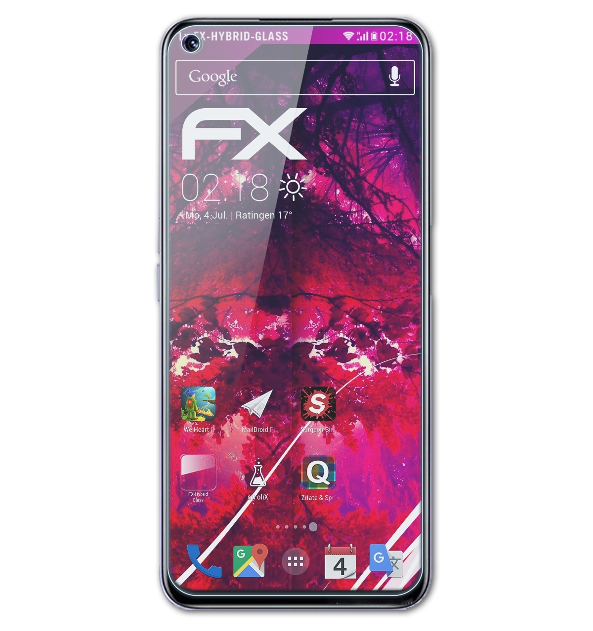 Schutzglas(für Realme 8i) ATFOLIX FX-Hybrid-Glass