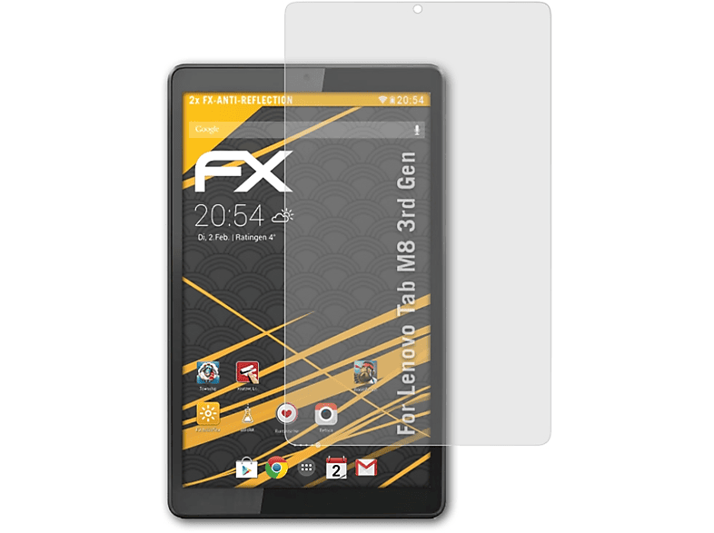 ATFOLIX 2x Gen)) (3rd FX-Antireflex Displayschutz(für M8 Tab Lenovo