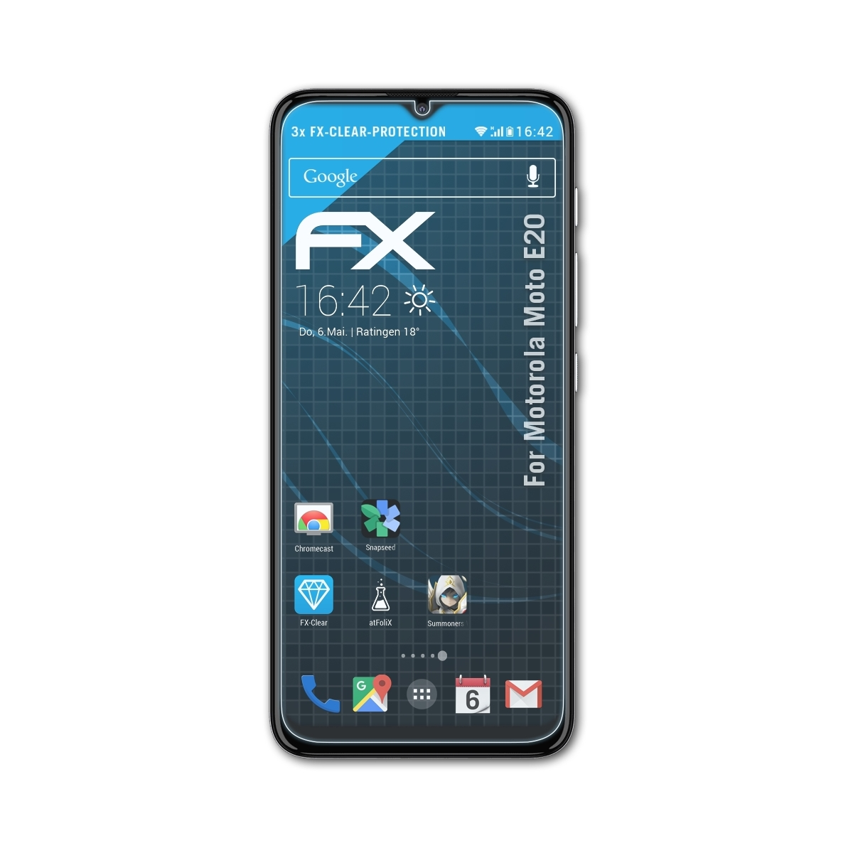 ATFOLIX 3x Motorola Moto Displayschutz(für E20) FX-Clear