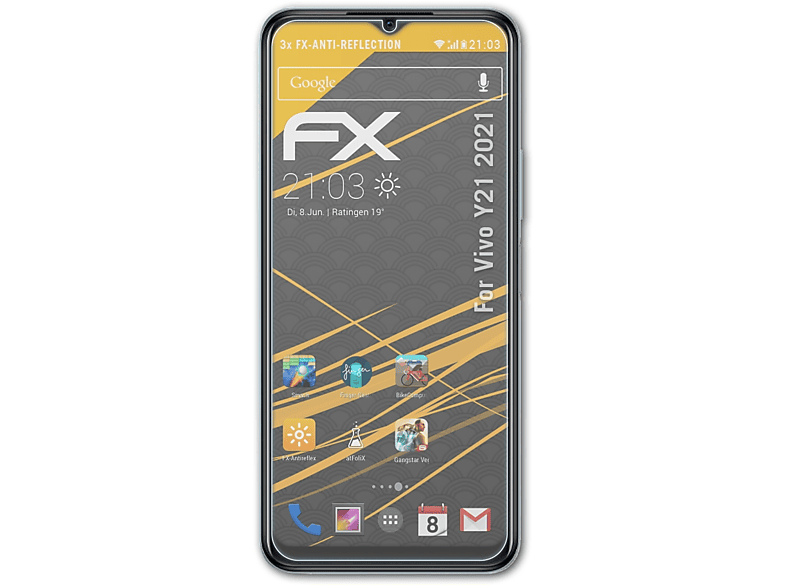Displayschutz(für Vivo FX-Antireflex Y21 3x (2021)) ATFOLIX