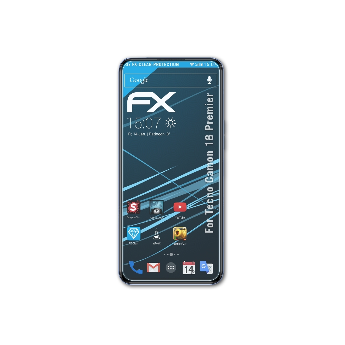 ATFOLIX 3x 18 Tecno Premier) FX-Clear Displayschutz(für Camon