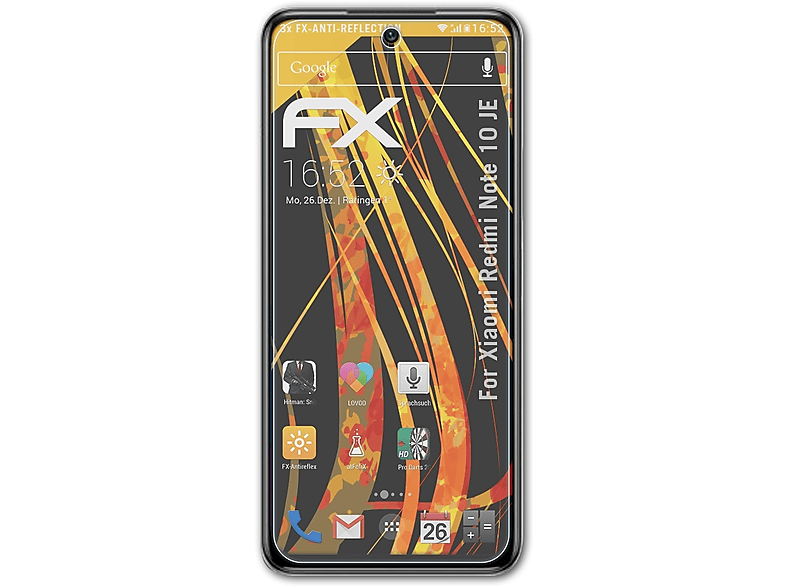 JE) ATFOLIX Note Xiaomi 10 FX-Antireflex Redmi 3x Displayschutz(für