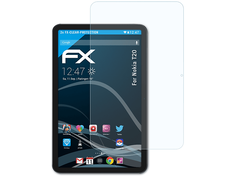 ATFOLIX 2x FX-Clear Displayschutz(für Nokia T20)